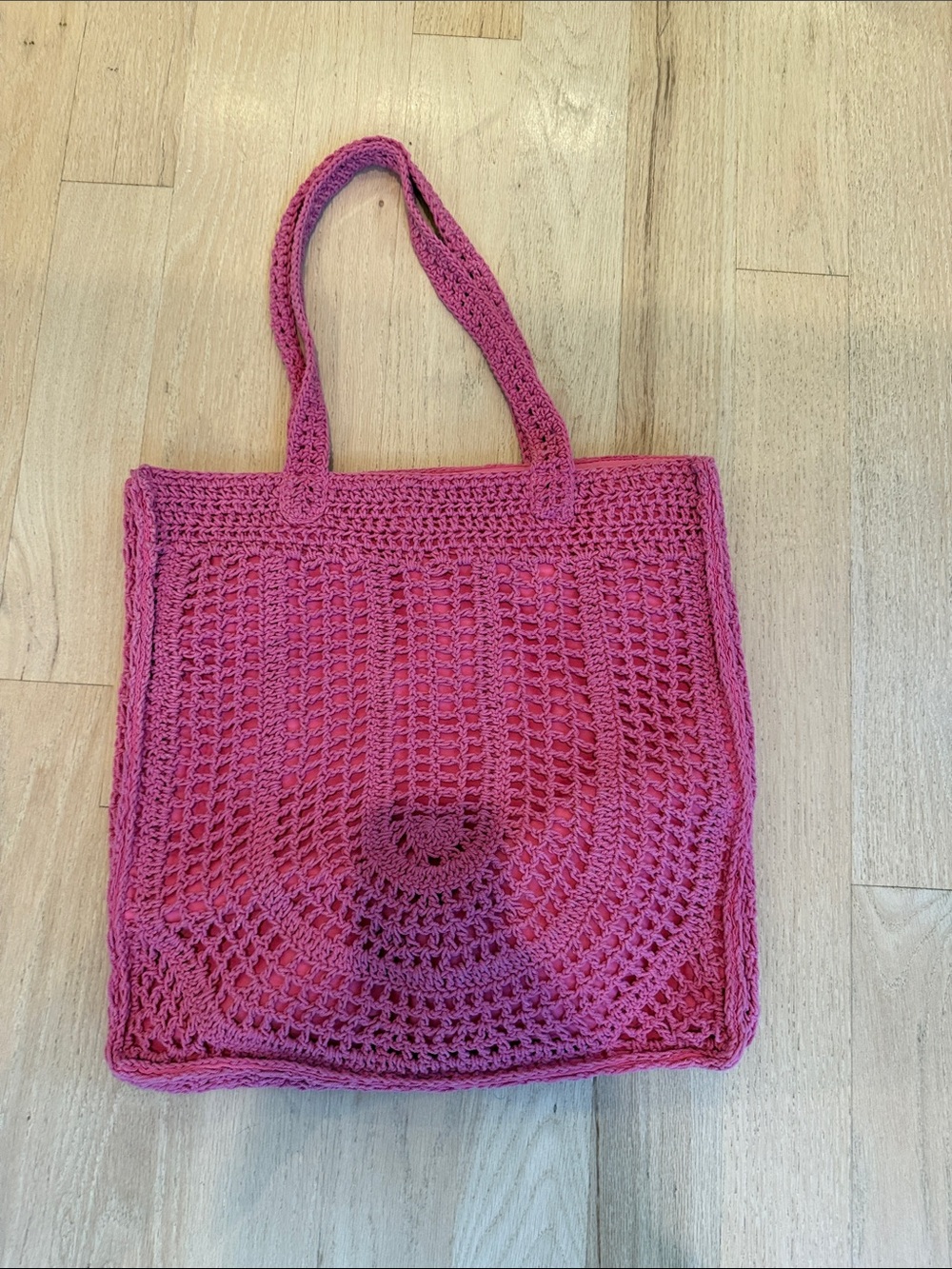 Universal Thread Hot Pink Crochet Tote with Shoulder Straps